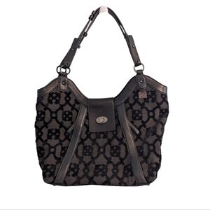 Petunia Pickle Bottom Hobo Purse Bag Fresco Hudson Black Velvet & Leather